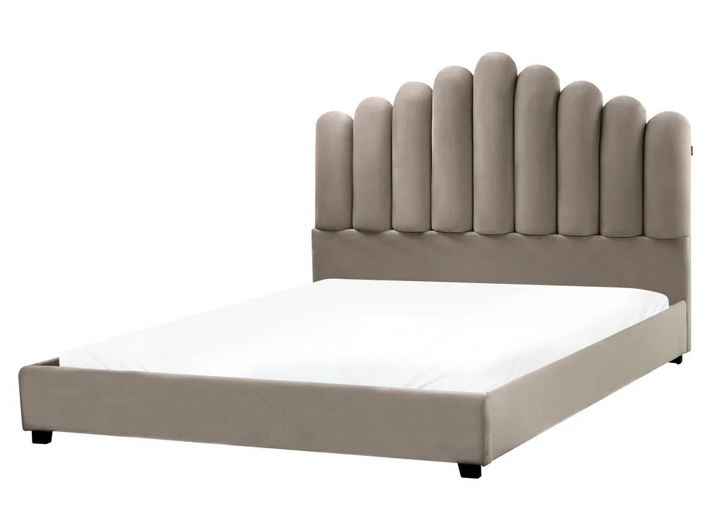 Bed Velvet VINCENNES 160 x 200 cm (EU King Size) Taupe