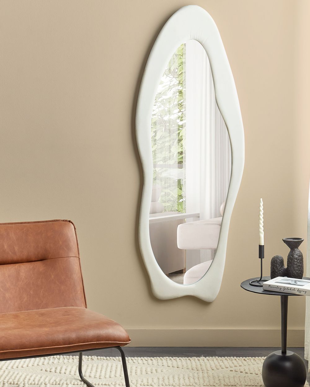 Wall Mirror REIGNY 57 cm 160 cm Velvet White