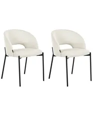 Set of 2 Dining Chairs PENNY Fabric Light Beige_1007306