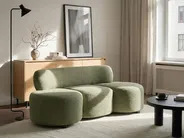Sofa 3 Seater BLAVAND Fabric Olive Green_1061490