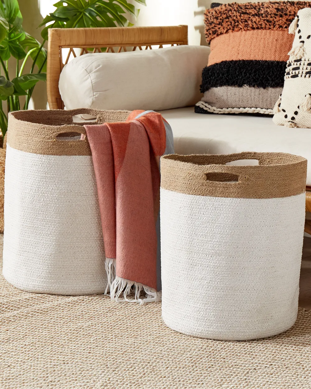 Set of 2 Baskets KARDH Cotton White