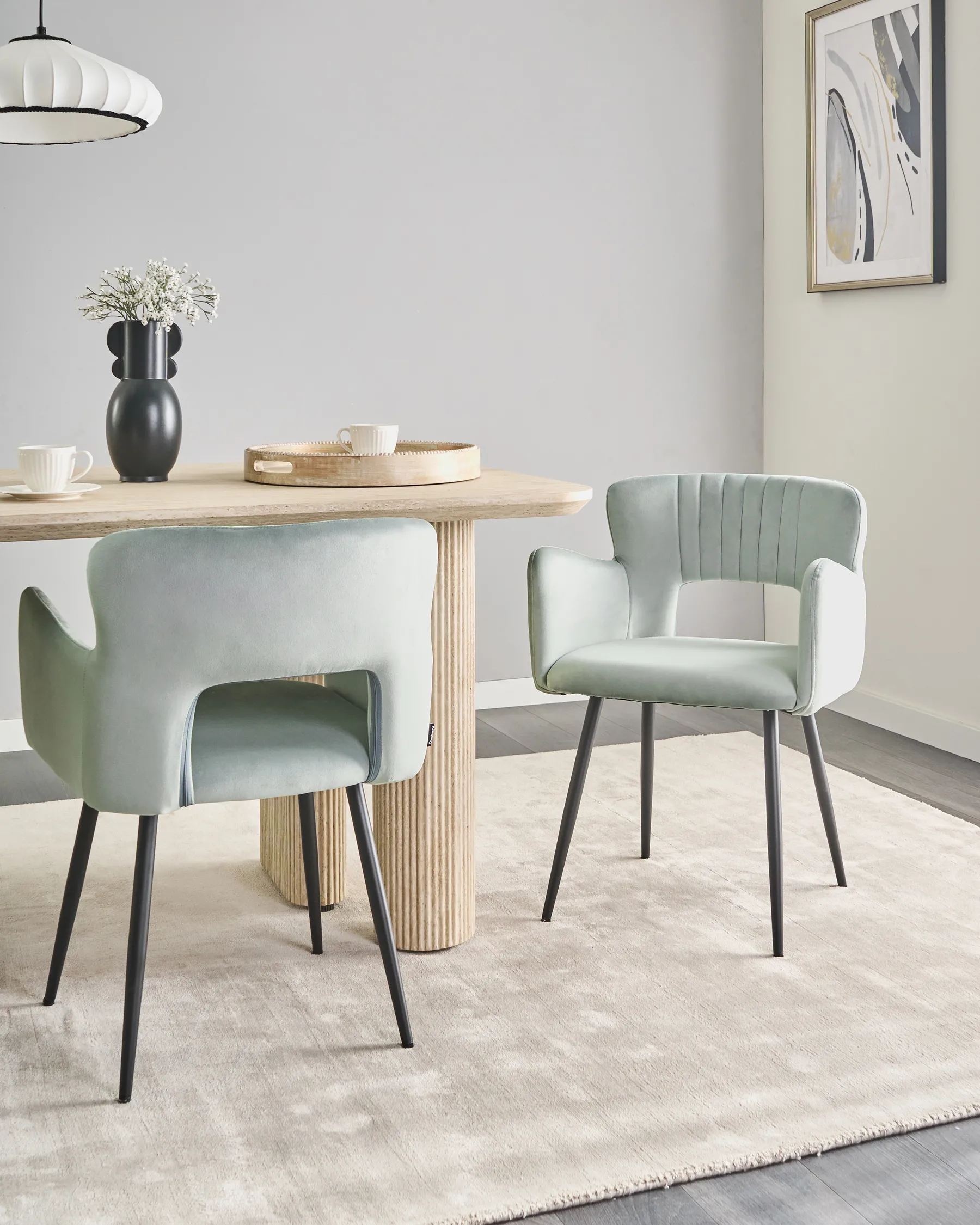 Set med 2 matstolar SANILAC Sammet Ljusblå_1049883