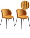 Set of 2 Dining Chairs MILES Corduroy Orange