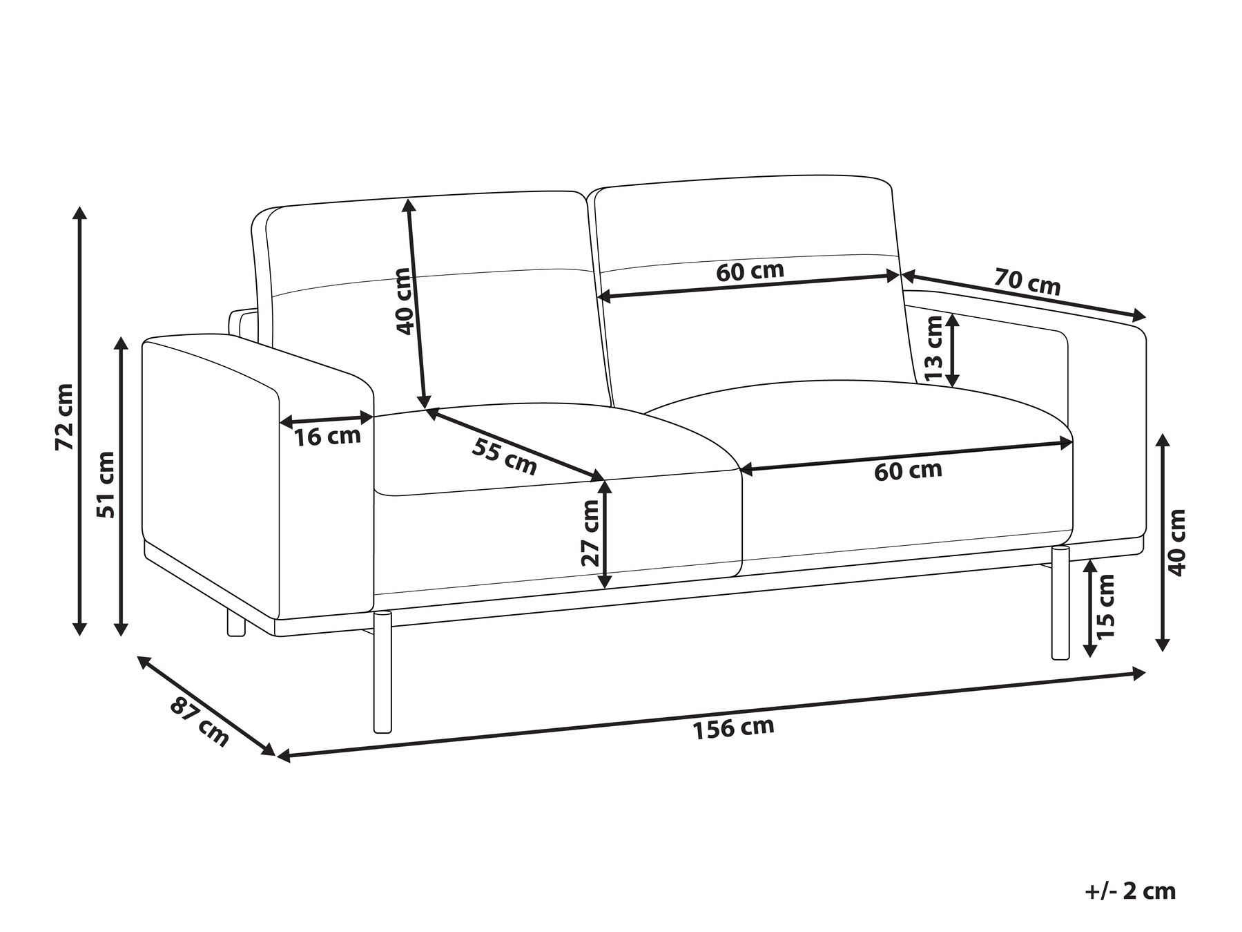 Sofa 2 Seater SOVIK Faux Leather Black_891896