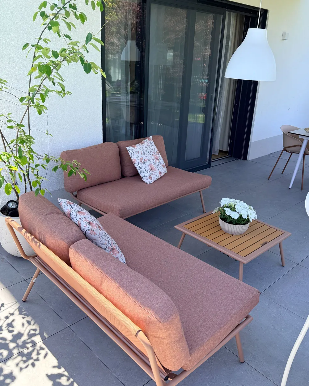 Trädgårdshörnsoffa med bord 4-sits CACCAMO Brun_1082887