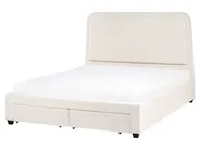 Bed with Storage Drawers SARDENT Boucle Off-White 160 x 200 cm (EU King Size)_1009109