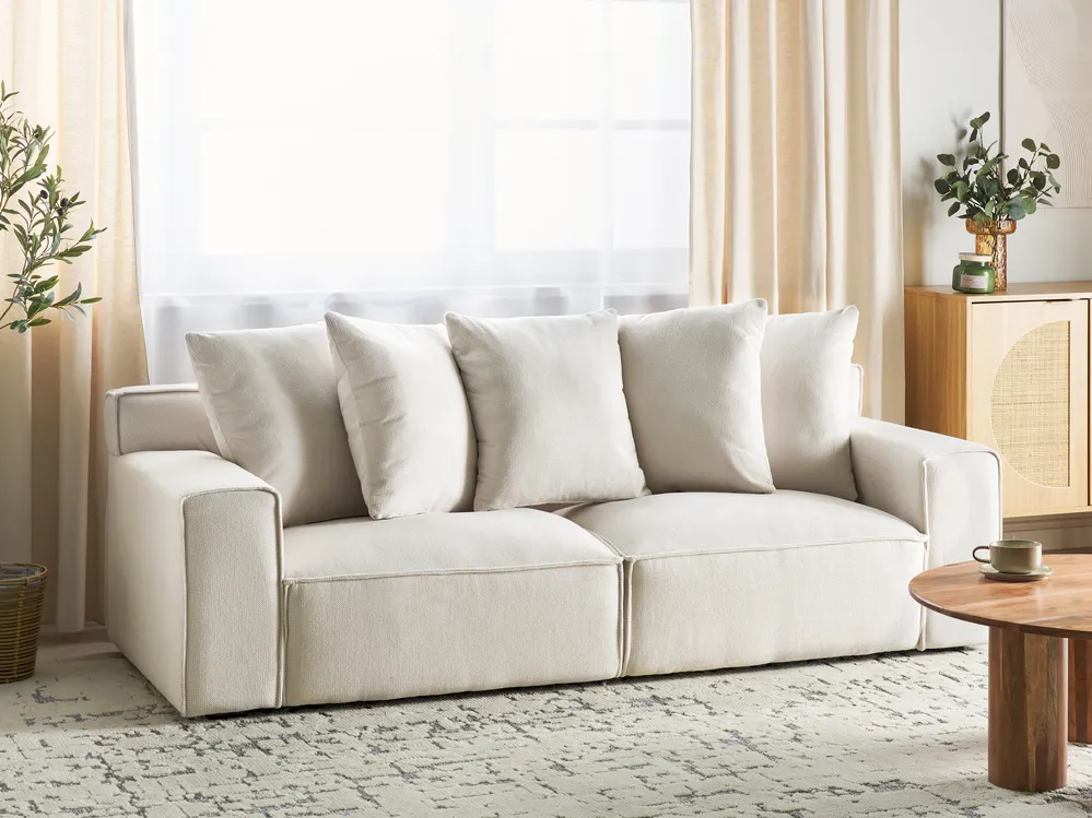 Sofa 3 Seater VISKAN Chenille Off-White