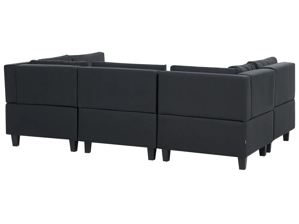 Modular U-Shape Sofa 5 Seater UNSTAD Fabric Black_893507