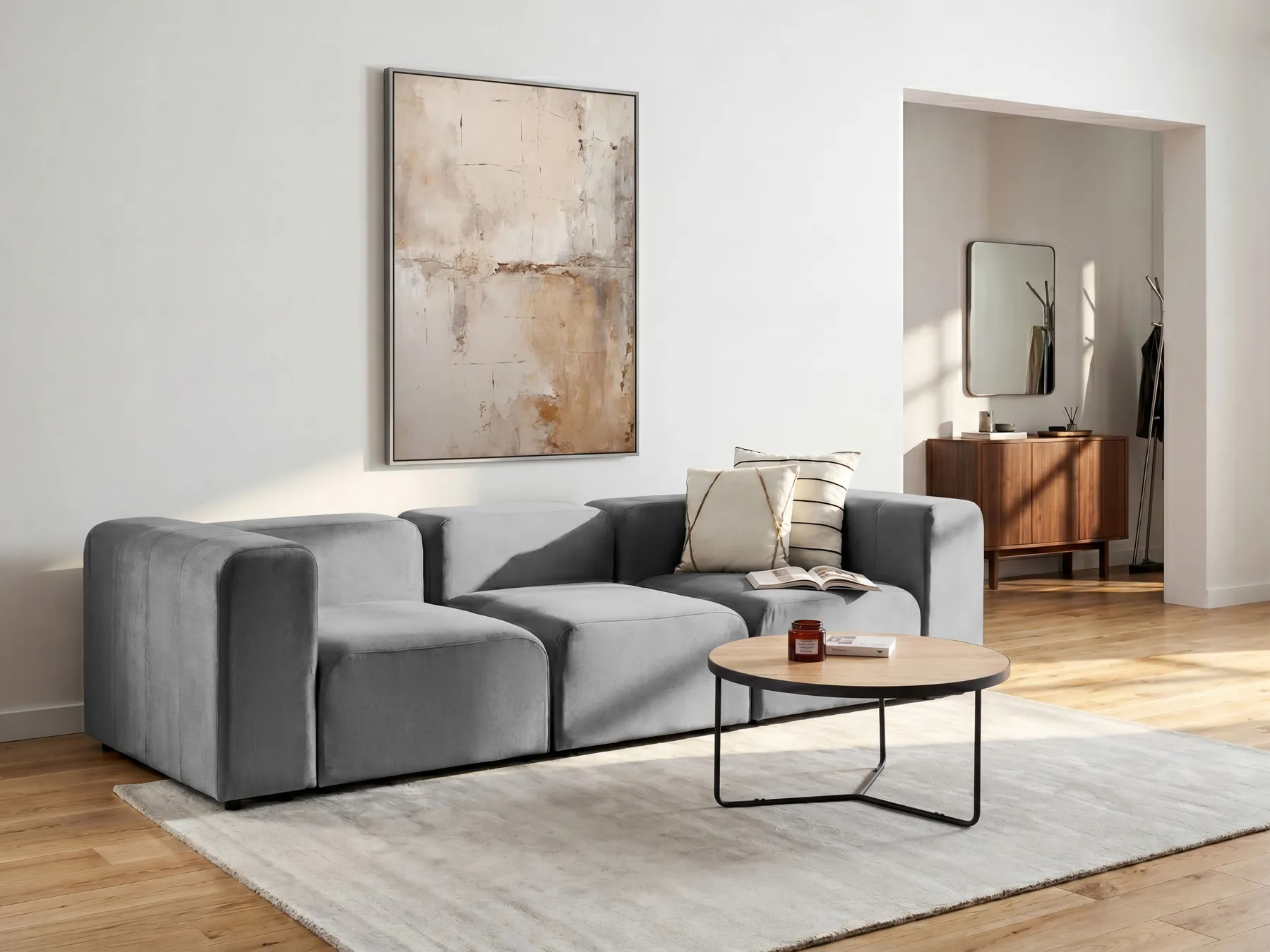 Modulsoffa 3-sits FALSTERBO Sammet Grå_919369