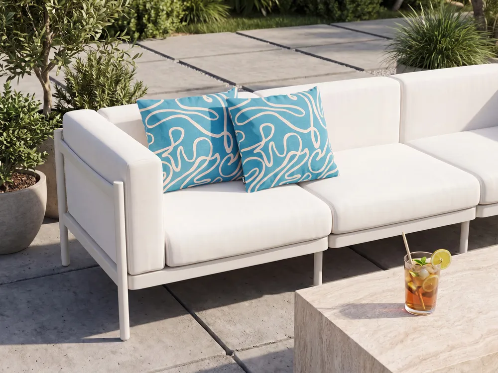 Set of 2 Outdoor Cushions KERRIA Abstract Pattern 45 x 45 cm Turquoise_1125088