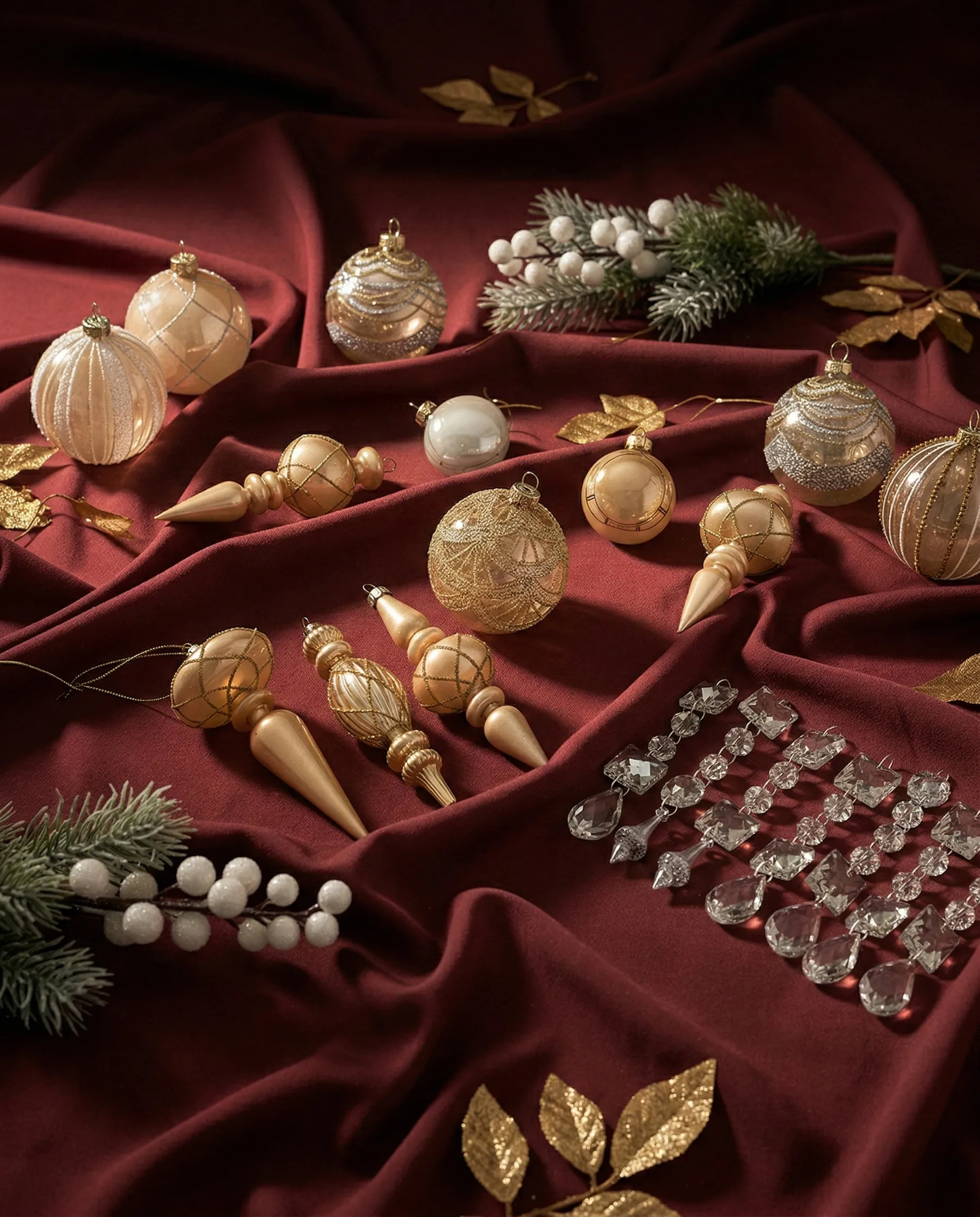 Set of 35 Baubles BLING Glass Gold_1028315