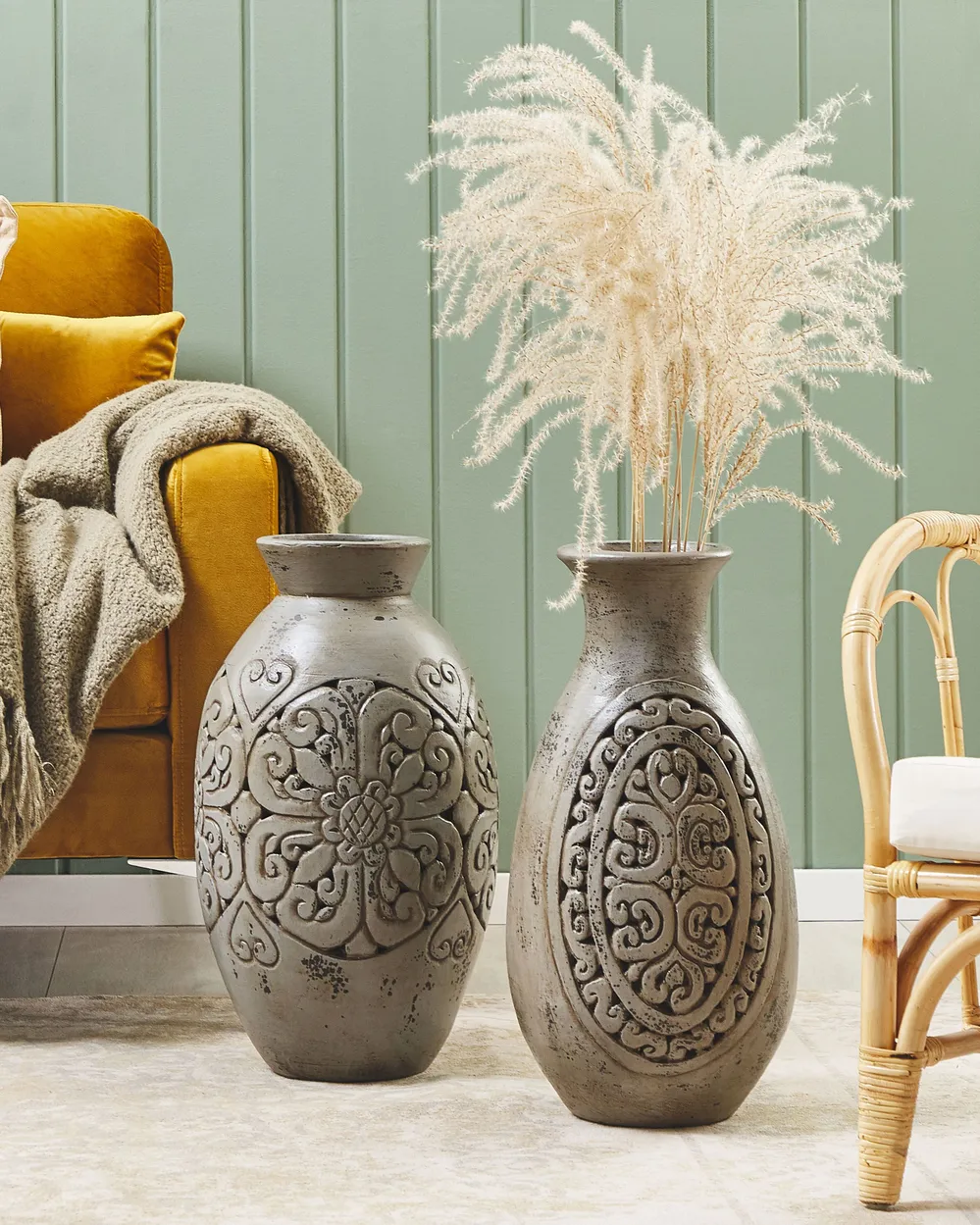 Decorative Vase MEGARA 51 cm Ceramic Grey