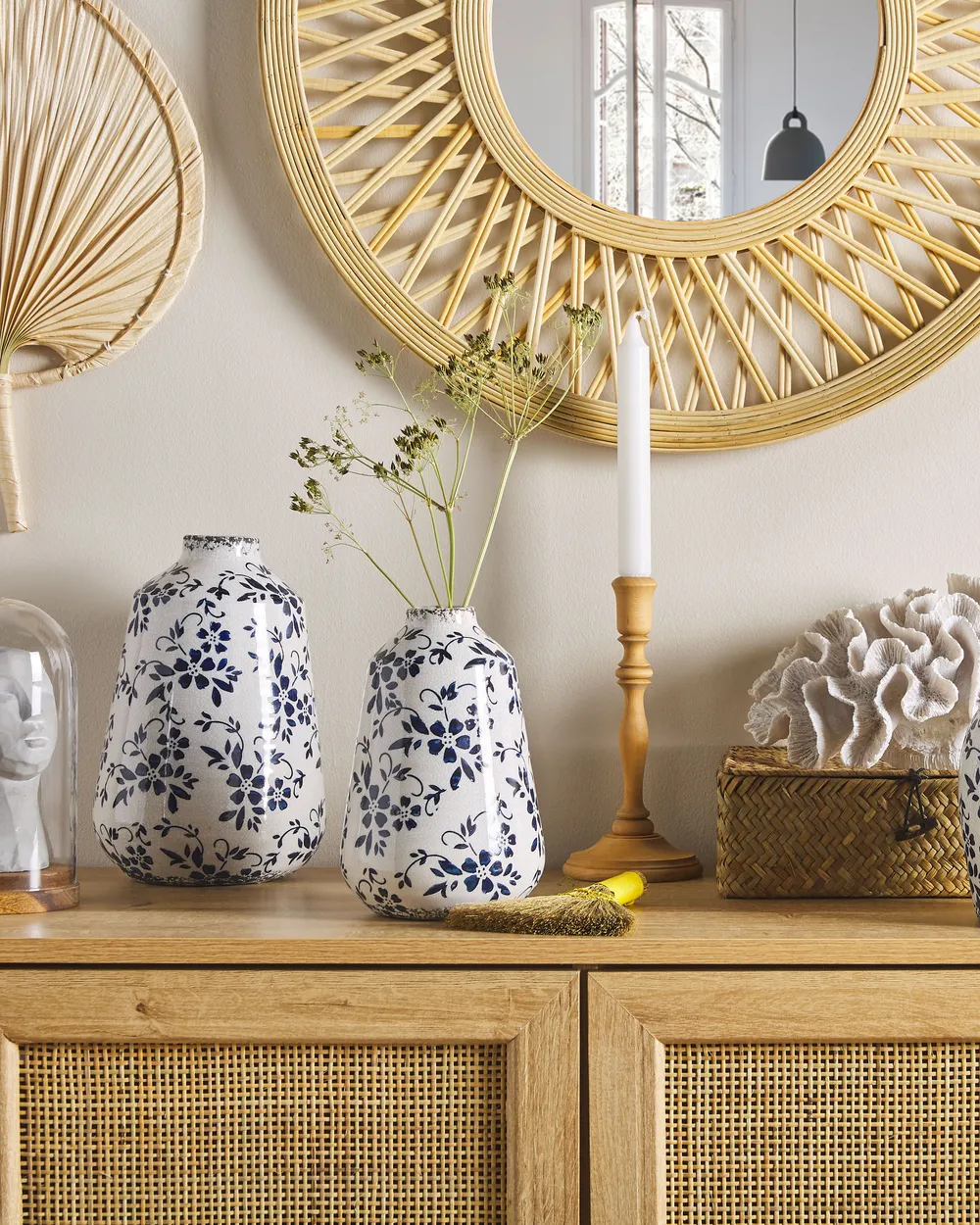 Flower Vase MARONEIA 20 cm Stoneware White