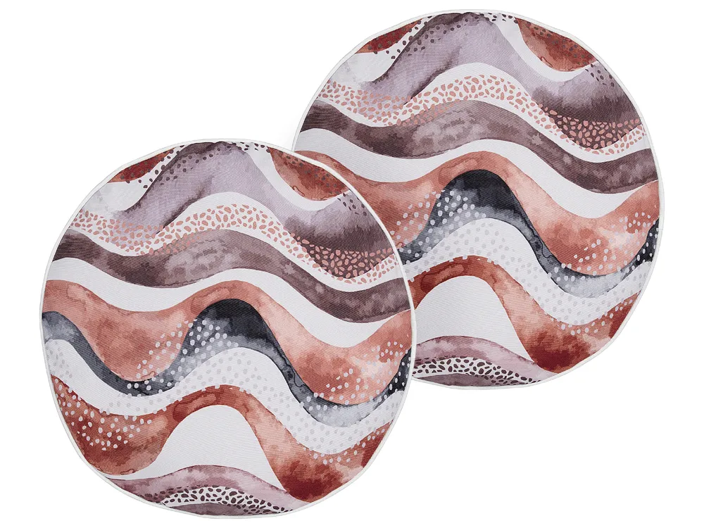 Set of 2 Outdoor Cushions SEBORGA Abstract Pattern 40 x 40 cm Brown