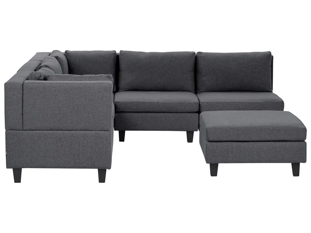 Modular Corner Sofa 5 Seater UNSTAD with Ottoman Fabric Dark Grey Right Hand_924658