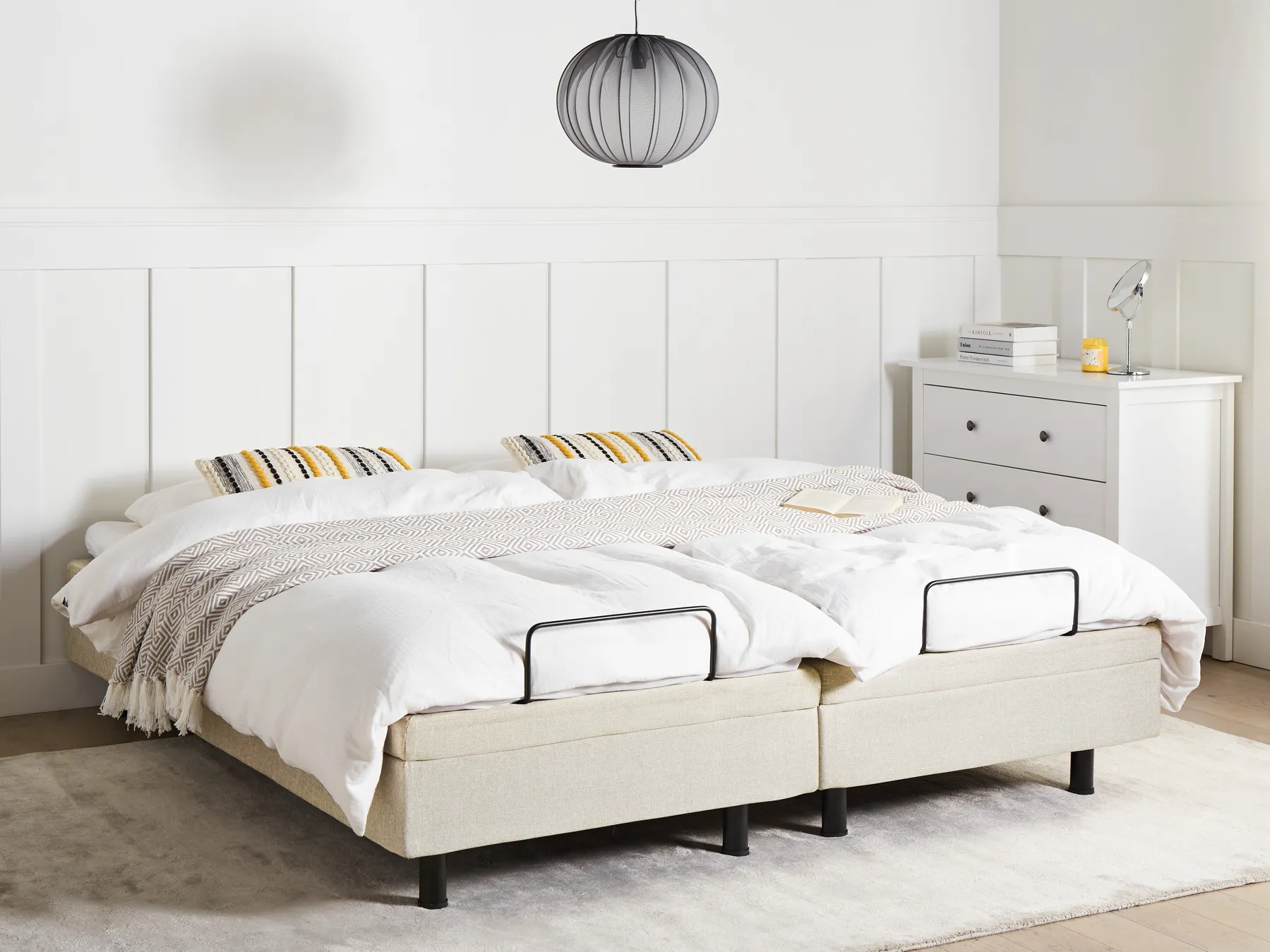 Adjustable Bed without Headboard Fabric DUKE II 160 x 200 cm (EU King Size) Beige_988240