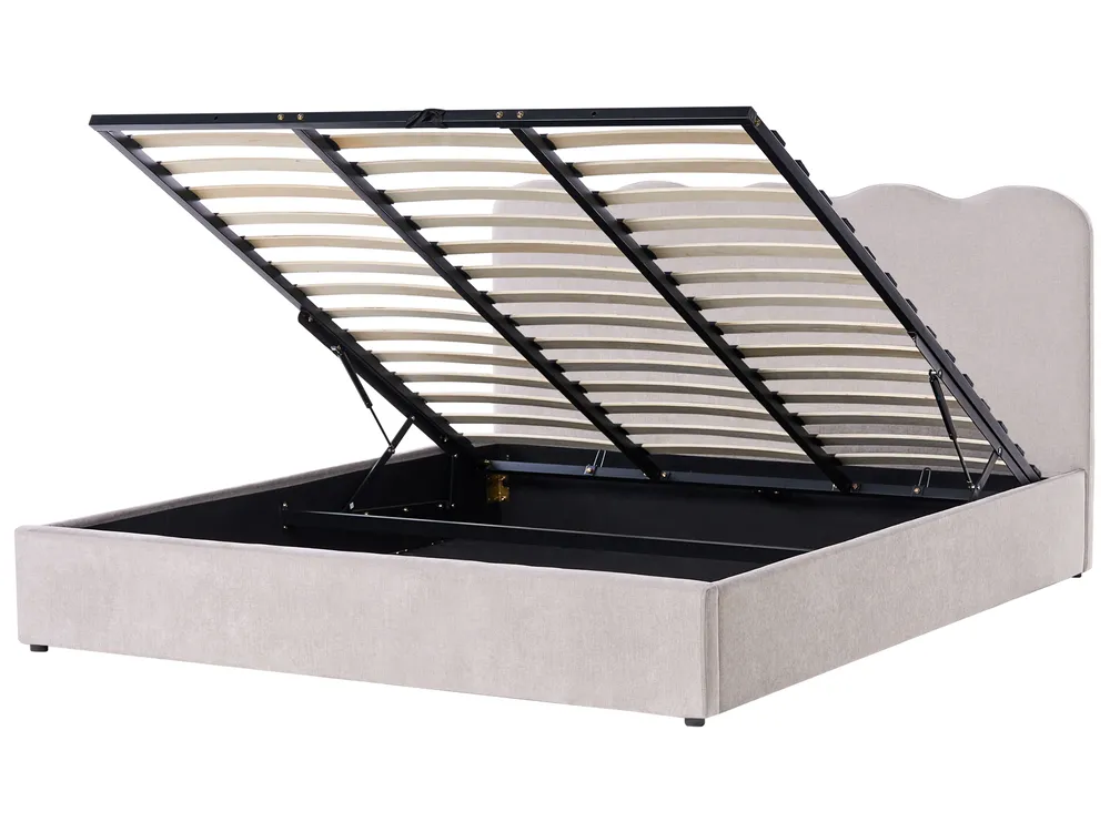 Ottoman Bed NANTERRE Chenille Taupe 180 x 200 cm (EU Super King)