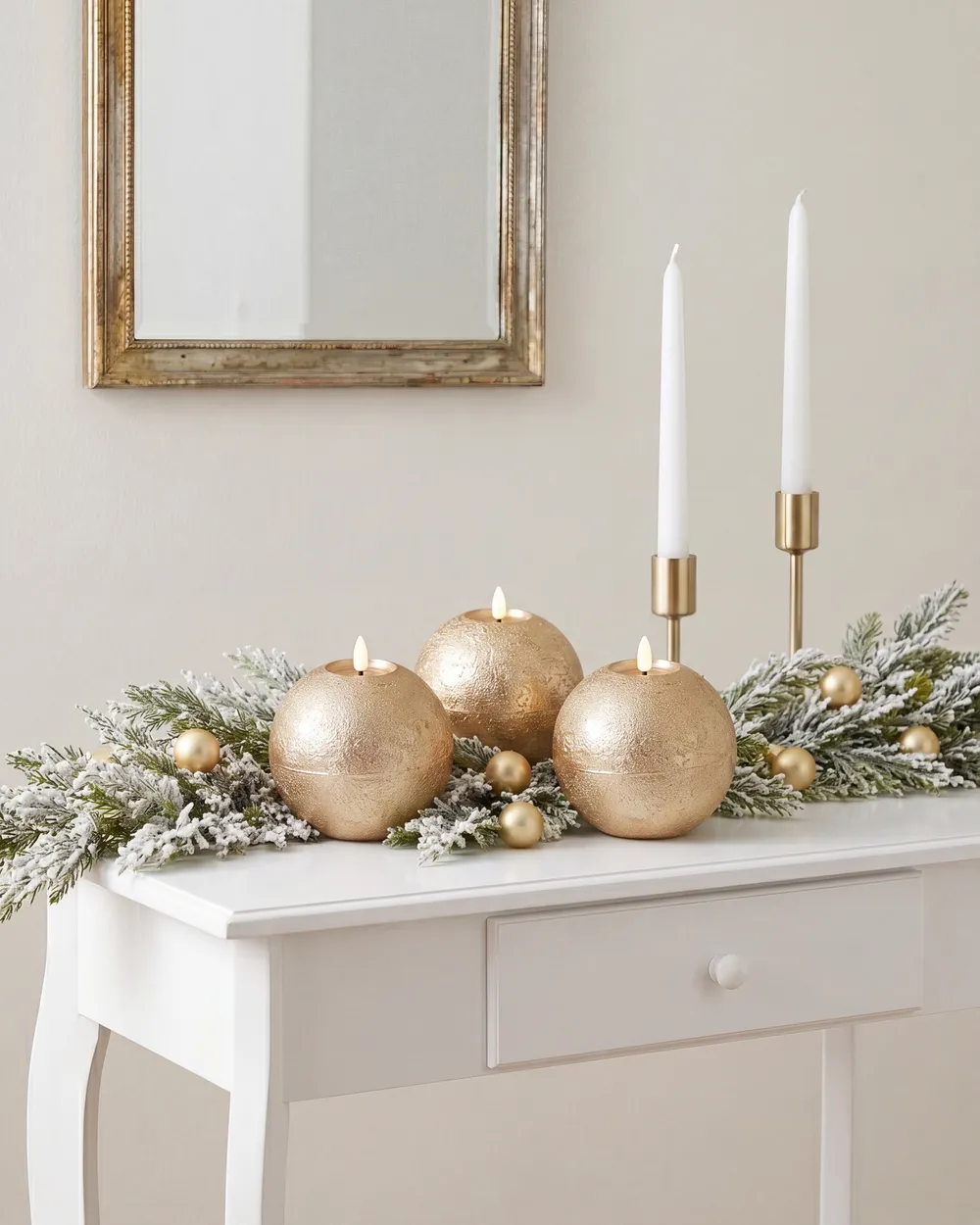 Set of 3 LED Candles AMBROSIA 11 cm Gold