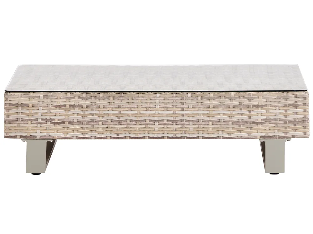 Trädgårdshörnsoffa med bord 5-sits LANCIANO Konstrotting Off-White Högervänd_930944