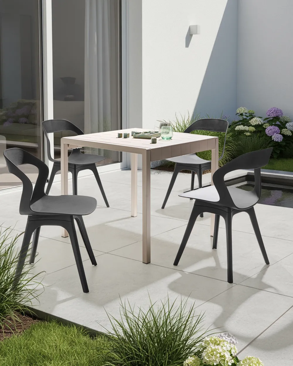 Set of 4 Garden Chairs LACHANIA Black