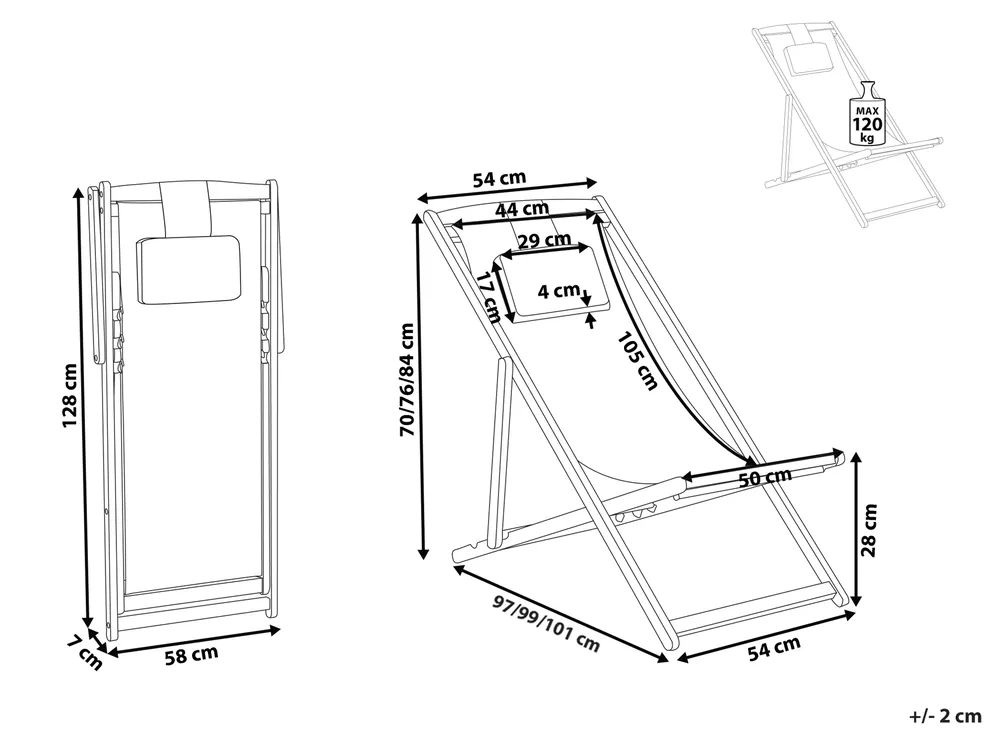 Folding Deck Chair AVELLINO Acacia Wood Off-White_765541