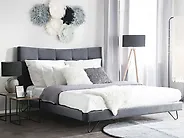 Säng med lamellram Sammet LANNION 160 x 200 cm Mörkgrå_1177674