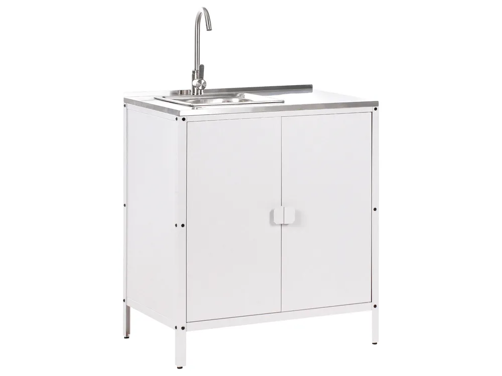 3 Piece Outdoor Kitchen Set with Sink VILAMA White Metal_974165