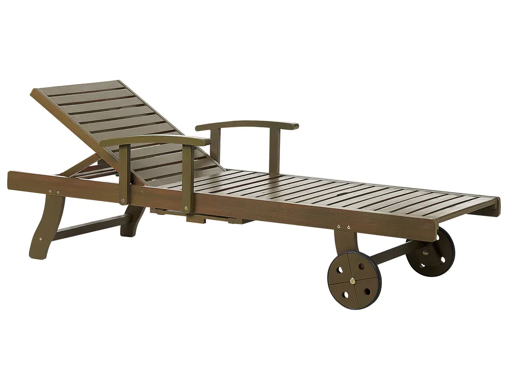 Sun Lounger AMANTEA II Reclining Acacia Wood Dark Brown
