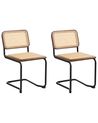 Set of 2 Dining Chairs CORDOVA Rattan Brown