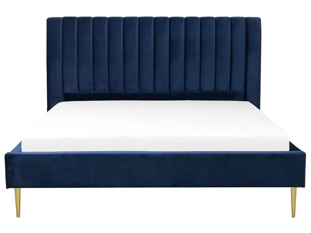 Bed Velvet MARVILLE 180 x 200 cm (EU Super King) Navy Blue_792234