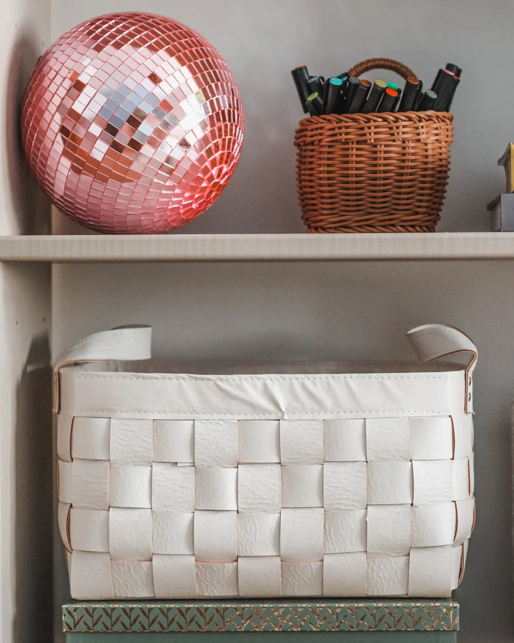 Set of 2 Baskets SIPPAR Faux Leather Beige_982703