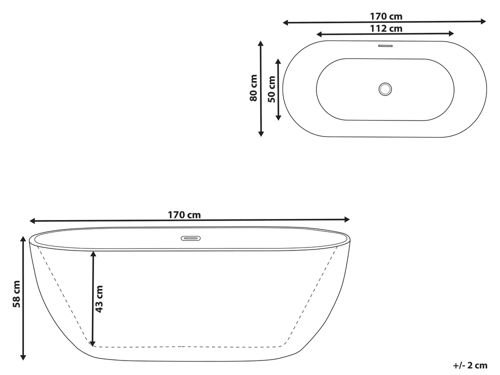 Freestanding Bathtub CARRERA 1700 x 800 mm Burgundy_806805