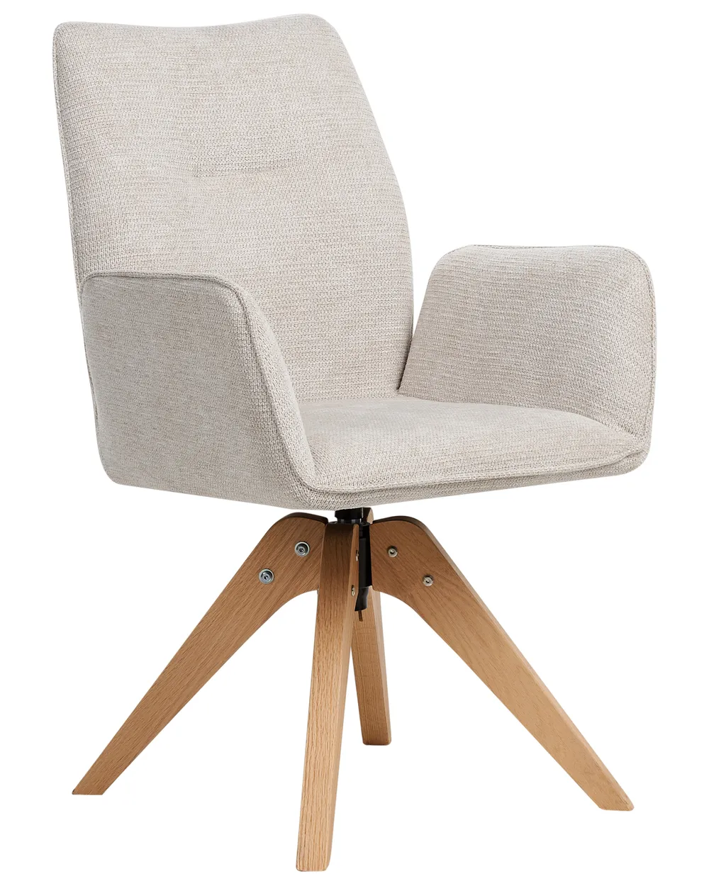Dining Chair Swivel MOKENA Faux Linen Light Beige