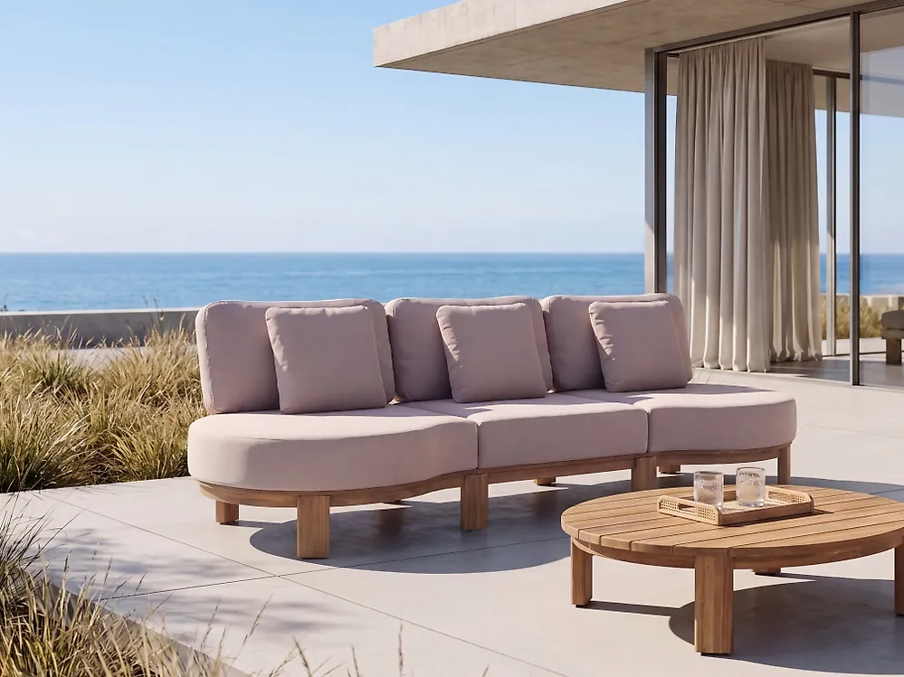 Garden Sofa 3 Seater ARZELLO Acacia Wood Light Brown