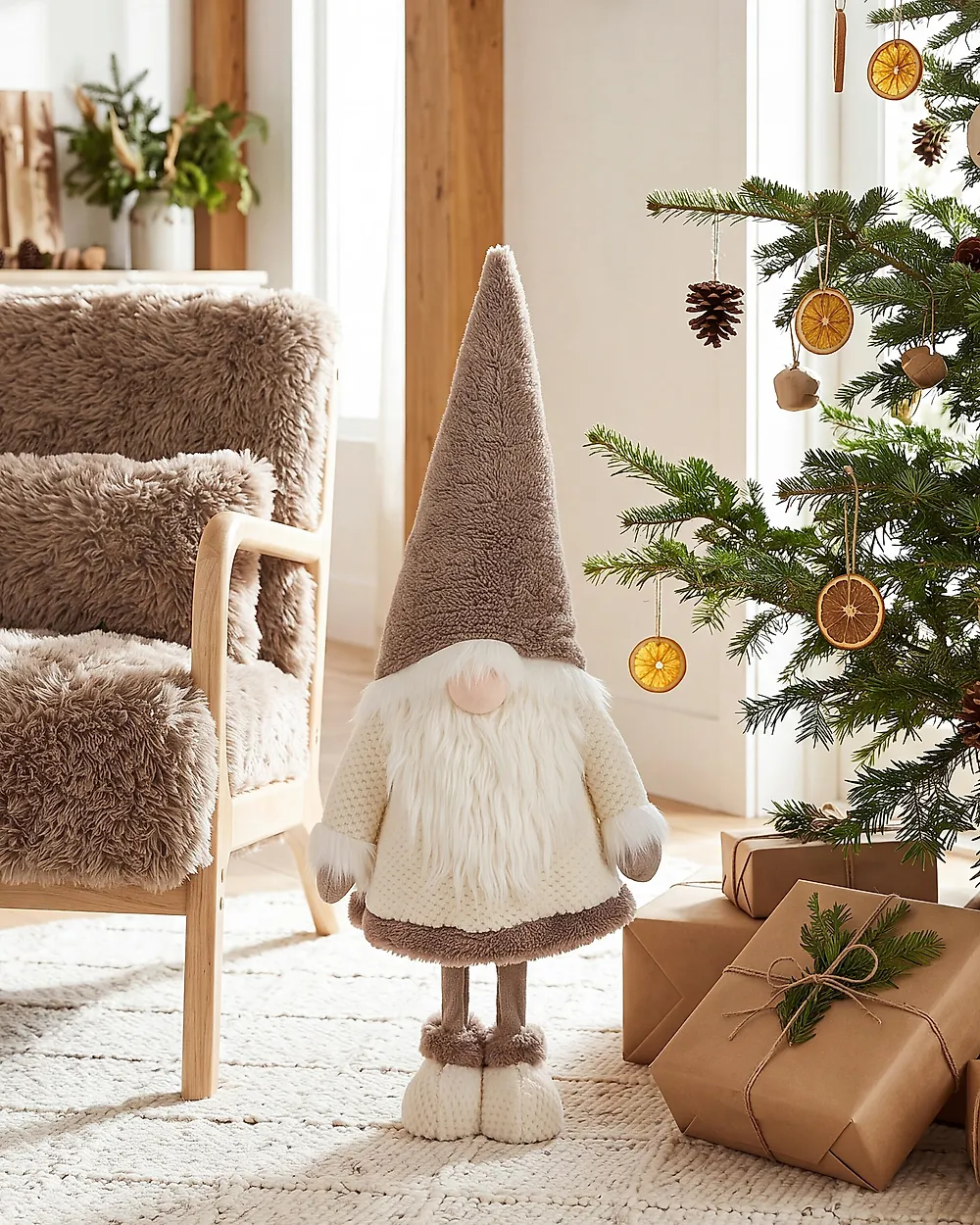 Julpynt AUTTI 98 cm Trädgårdstomte Brun