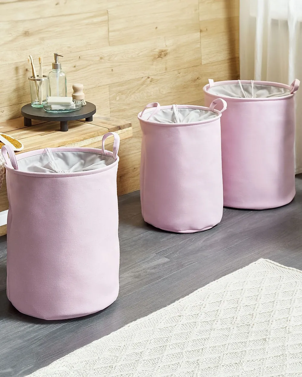 Set of 3 Baskets ARCHA Cotton Pink_1182378