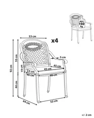Set of 4 Garden Chairs with Cushions MANFRIA Metal Dark Brown_766919