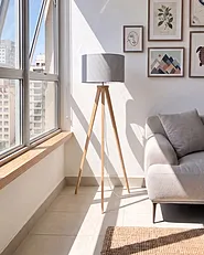 Floor Lamp NITRA Oak Wood Grey_1154786