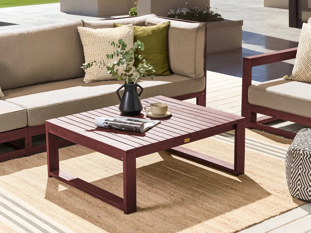 Garden Coffee Table TIMOR 90 cm 75 cm Acacia Wood Dark Red
