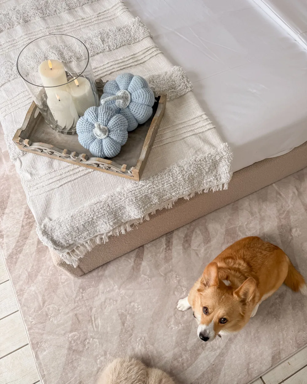 Blanket RAEBARELI Cotton 130 x 180 cm Light Beige_1176720