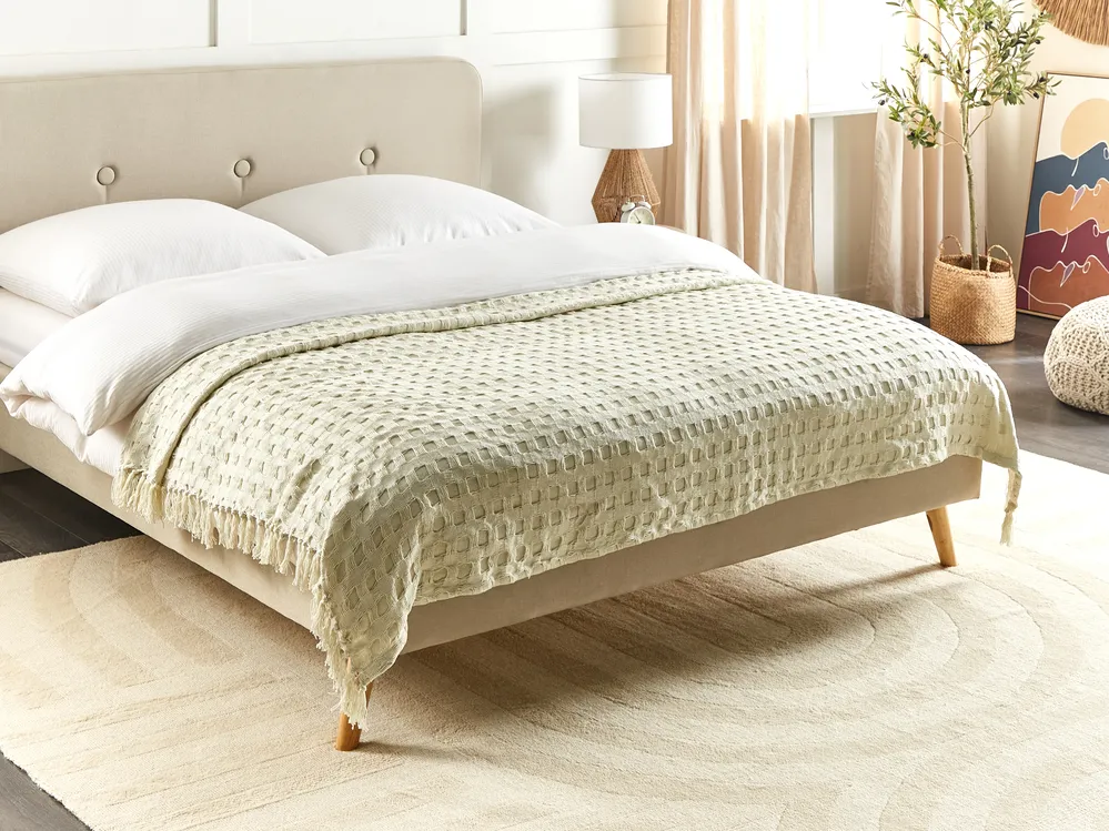 Bedspread BERE Cotton 150 x 200 cm Off-White