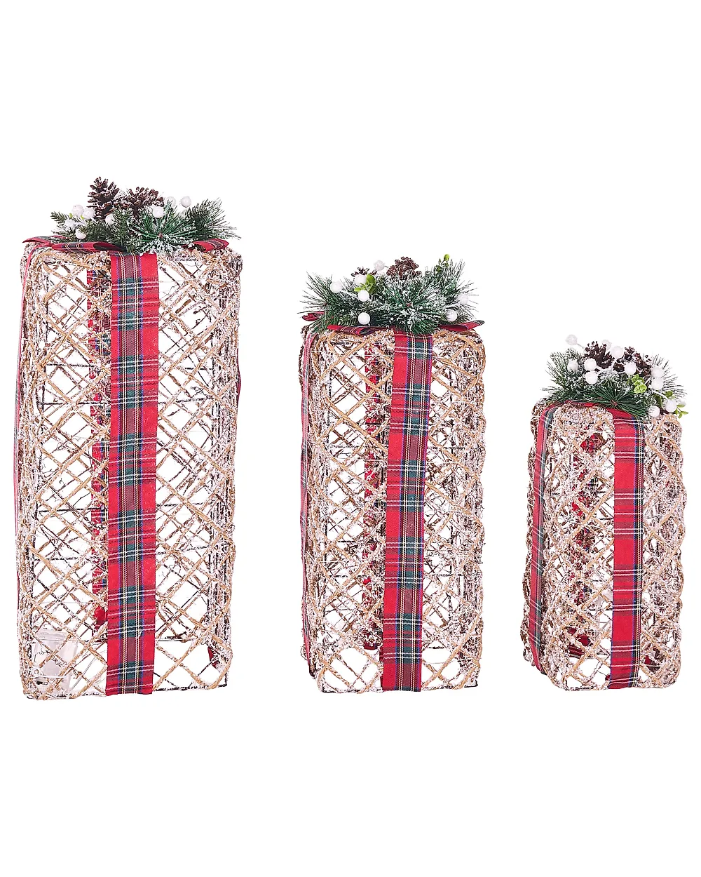 Set med 3 juldekorationer LED KAUSALA 65/55/45 cm Julklappar Brun_1179608