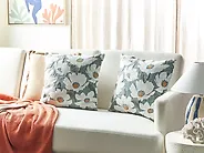 Set of 2 Decorative Cushions JATROPHA 45 x 45 cm Cotton Light Blue Floral Pattern_1183773