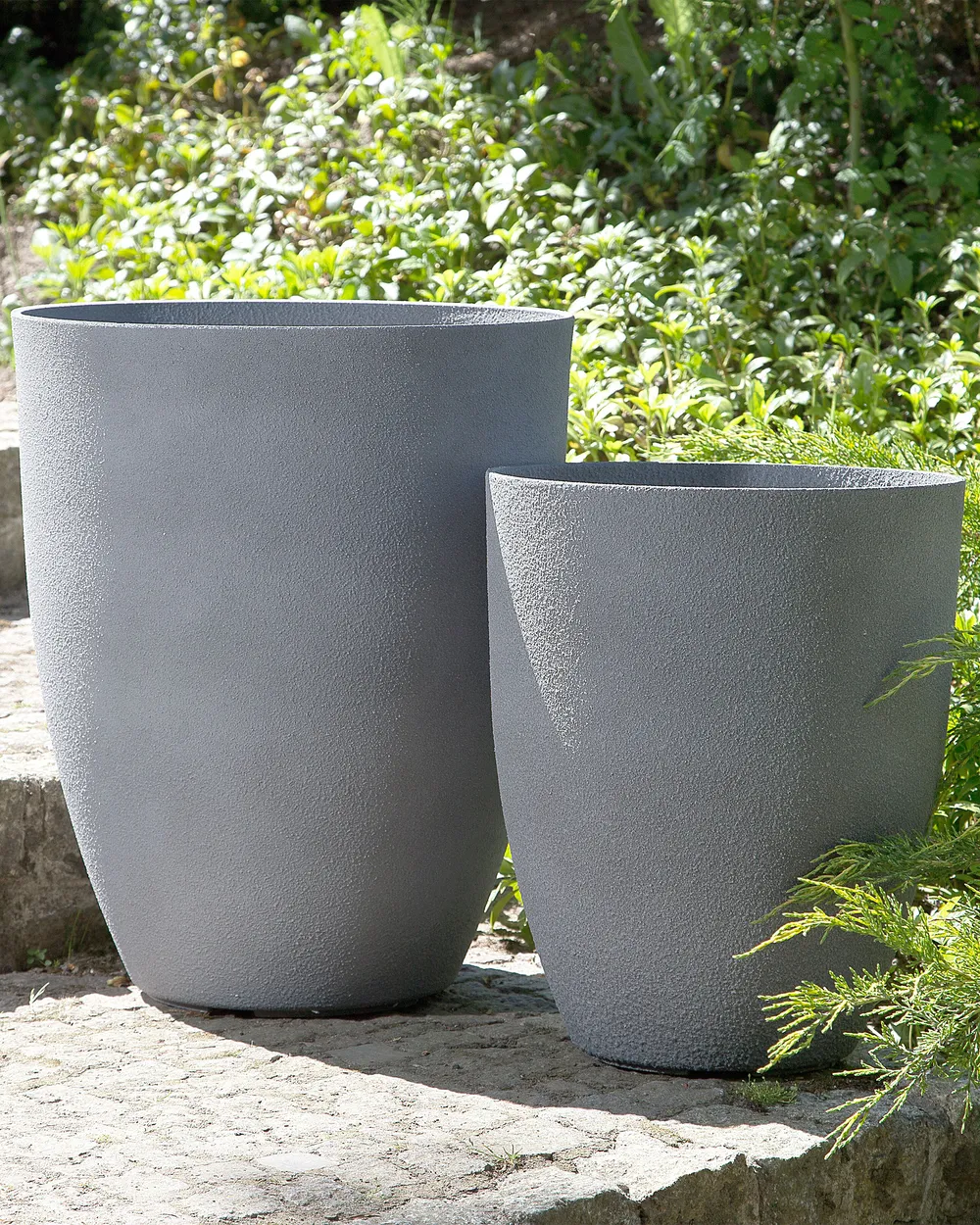 Set of 2 Plant Pots CROTON 43 cm Grey