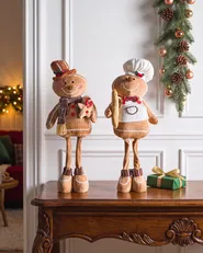 Set of 2 Christmas Decorations EIKEREN 55 cm Gingerbread Man Brown_1093379