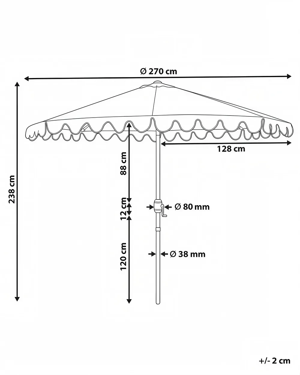 Market Parasol 270 cm ISOLOTTO Grey_1020792