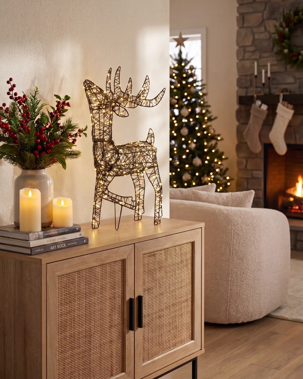 Outdoor Decoration LED RAVSJON 58 cm Reindeer Black_1025825