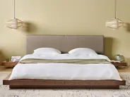 Bed with LED Boucle ZEN 180 x 200 cm (EU Super King) Brown Ash Wood_1079917