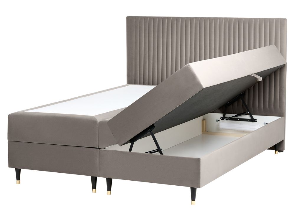 Kontinentalsäng med förvaring DAME Sammet Taupe 160 x 200 cm