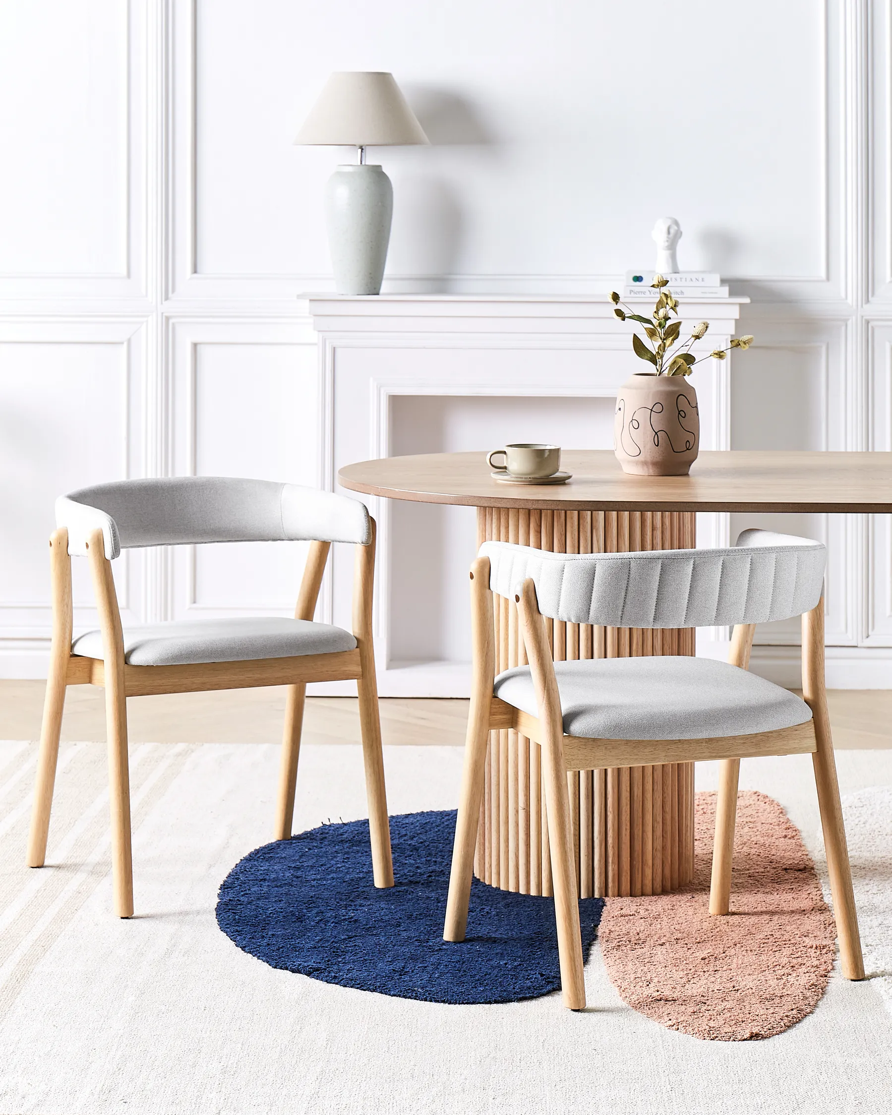Set of 2 Dining Chairs MYLO Fabric Light Brown/ Grey_949192